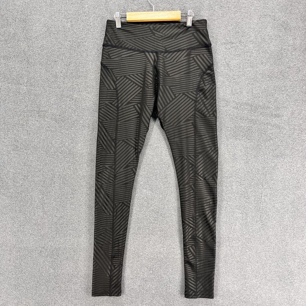 New Mix Leggings Womens Small Black High Rise‎ stripes stretch